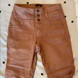 High waist light pink stretchy jeans